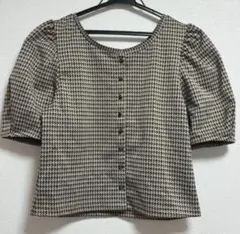 GU　チェックパフスリーブトップスのサムネイル