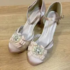 ピンク パール ハイヒール バックル パンプス 結婚式 パーティ
