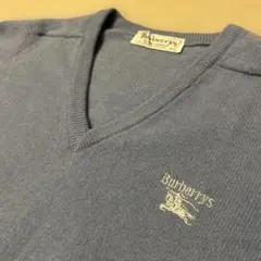 バーバリー　Burberrys Vネックセーター　ピュアラムウール　ブルーのサムネイル