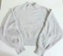 MERCURYDUO　ウォッシャブル　シャギーニット　クロップド丈　ラベンダー色