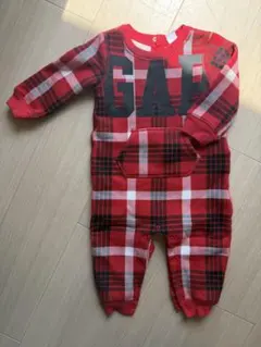 GAP 赤 チェック柄 ロンパース 6-12ヶ月