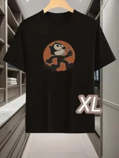 【プレミアムT】黒・XLサイズ《Felix》ドライ●╋サイズ■ビンテージ風T