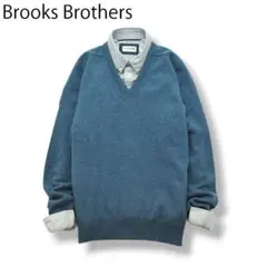 70s 英国製 ブルックスブラザーズ Vネック ニット セーター 40 ブルー