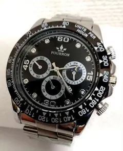 【新品未使用】FOURRON クロノグラフ ブラック腕時計★オシャレアイテムに★