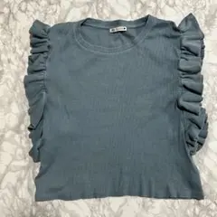 ZARAザラフリルトップスライトブルーL