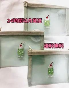 大人気 セリア メッシュポーチ クリームソーダ 喫茶 3点セット 新品 未使用品のサムネイル