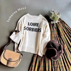 サマンサモスモス＊英字ロゴが可愛い♪長袖ジャガードニット オフホワイト