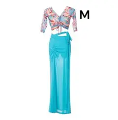 ベリーダンス セットアップ Mサイズ 青