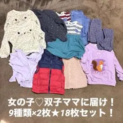 女の子双子服セット（トップス・デニム・ベスト）