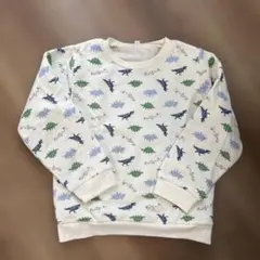 恐竜柄アイボリー長袖トレーナー 120センチ