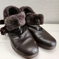 ファー付きダークブラウンムートンブーツ