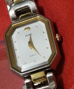 SEIKO ALBA クォーツ時計 カットガラス コンビカラー 新品電池交換済