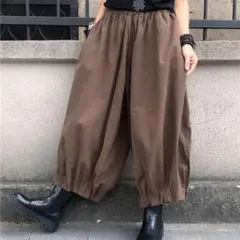 ワイド シルエット バルーン パンツ コクーン パンツ ユニセックス カーキ