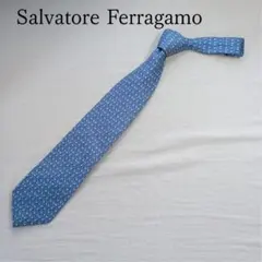 サルヴァトーレ フェラガモ ネクタイ 水色 動物柄 人気デザイン【n6366】
