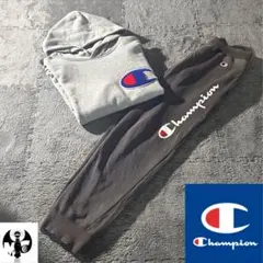 売約Champion グレー フード付きパーカー　ズボン　セットアップ