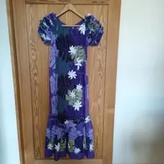 フラダンス用ムームー ドレス 紫 緑