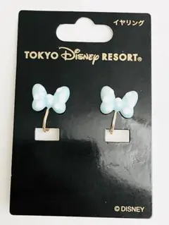 東京ディズニーリゾート　ミニー　リボン　イヤリング　水玉　水色