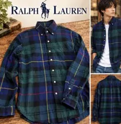 ラルフローレン CLASSIC FIT ネルシャツ チェック ネイビー S