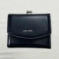 三つ折財布 ミニウォレット がま口 コンパクト シンプル ブラック カジュアル