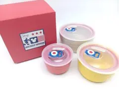 【未使用】ディズニー ミッキー レンジパック 3点セット アメリカン 陶器