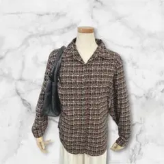 90s vintage 総柄 グレンチェック レトロ シャツ 韓国製 昭和レトロのサムネイル