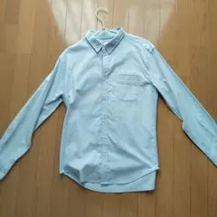水色 長袖シャツ 胸ポケット付き