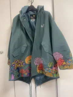 GO SLOW CARAVANコットンナイロンパネル刺繍モッズコート　男女兼用