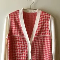 vintage リブ袖 カーディガン 60s 70s