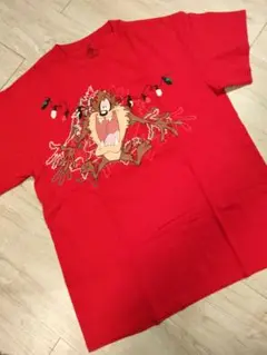 タズ クリスマス Tシャツ Mサイズ 赤
