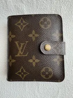 【美品】ルイヴィトン モニグラム コンパクトジップ 二つ折り財布 Wホック