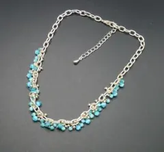 新品　アンティーク調 水色系ボールストーン ネックレス 　ヴィンテージ　レトロ