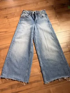 ZARA ワイドレッグデニムパンツ EUR 32 パラッツォ ライトブルー
