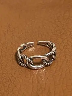 シルバー 925メキシカンジュエリーヴィンテージリング細み小ぶりチェーンリング