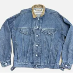 GUESS USA デニムジャケット レザー襟付き