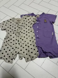 ペアマノン　水玉模様と紫のロンパース80㎝　2点セット