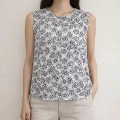 【新品未使用タグ付き】Theory フラワープリント ノースリーブブラウス P