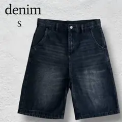 【SALE 美品 傷汚れなし】デニム ハーフパンツ ビンテージ S ダークグレー