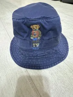 ポロラルフローレン　バケットハット　帽子　ポロベアー　ＰＯＬＯ刺繍　紺ネイビー