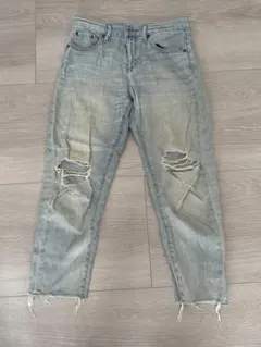 ダメージ加工 ライトブルーデニムパンツ