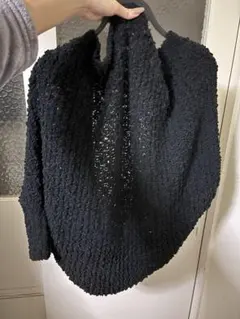 黒 ボア風 カーディガン