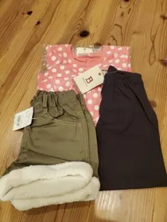 ブランシェス　女の子　130cm　水玉トップス　ショートパンツ　3点セット