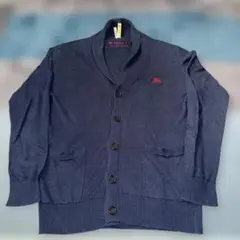 バーバリーブラックレーベル　ネイビー カーディガン　M 美品　麻　薄手