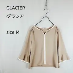【グラシア】GLACIERバイカラーブラウス M 七分袖 春-秋 オフィス