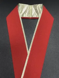 赤×ゴールド　重ね衿　ポリエステルちりめん