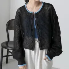 forksy. 2WAYクロップドメランジメッシュニットカーディガン/ベスト