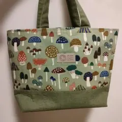 きのこ柄トートバッグ　ハンドメイド