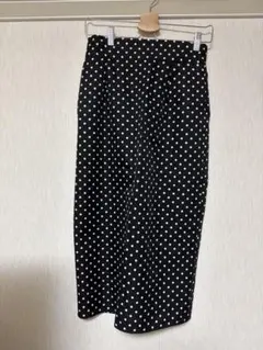 ドット柄 ロングタイトスカート ブラック