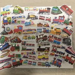 まとめ売り 電車 機関車 カラフル シール ステッカー フレークシール 50まい