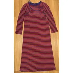 ハローサンフランシスコ　インナー付きマルチボーダーキャミワンピ　レッド　ロンT