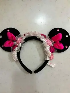 ミニー カチューシャ ピンク バラ